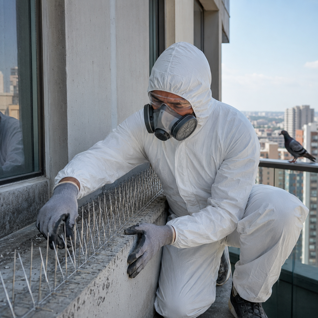 Repelência a pombos em edifício